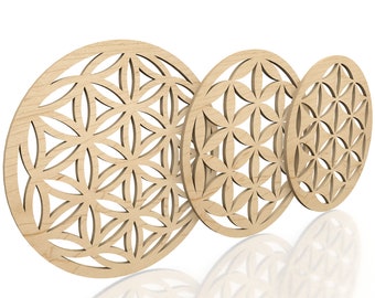 Untersetzer-Set „Blume des Lebens“ aus Holz – Laserschnittvorlage | Vektordatei „Heilige Geometrie“
