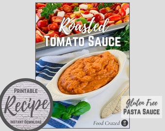 Food crazed Rezept, geröstete Tomatensauce, Instant Download, Bauernhausrezept zum Ausdrucken, Spaghettisauce, frische Tomatensauce, Basilikum & Oregano