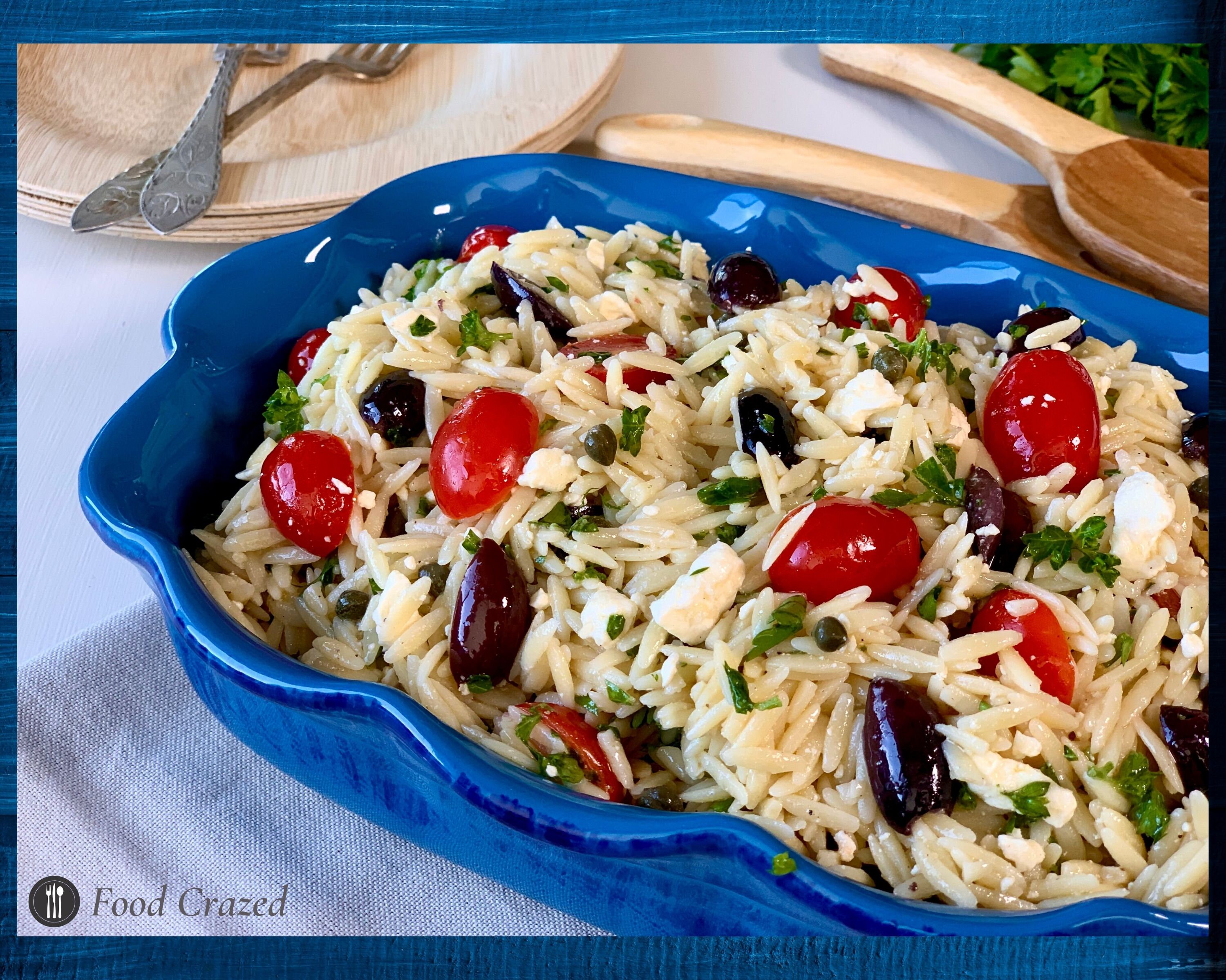 Food Crazed Recipe, Mediterranean Orzo Salad, Instant Download, Summer