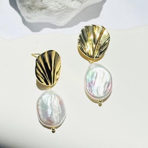 Freshwater Baroque Pearl Dangle Earrings-Bridesmaid Gift-Pearl Statement Earrings-Bridal Earrings-Vintage Dangle Earrings-Gift For Her