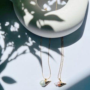 Freshwater Pearl Ice Cream Pendant Necklace |Summer Minimalist Dainty necklace | Necklace for girls |Gift for her | Bild 9