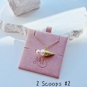 Freshwater Pearl Ice Cream Pendant Necklace |Summer Minimalist Dainty necklace | Necklace for girls |Gift for her | 2 scoops #2