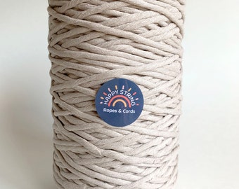 5mm-6mm Single Strand Macrame Cord / 100% Cotton String / Beige