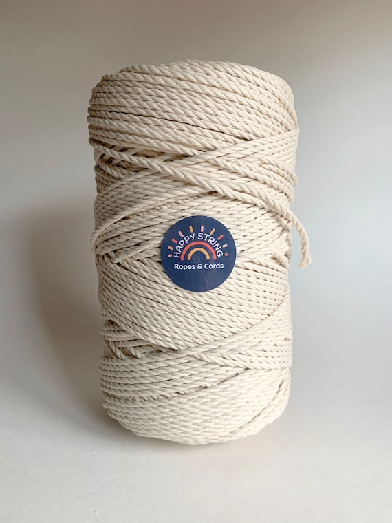 4mm 3 Strand Macrame Cord / 100% Cotton String / Natural Ecru 