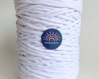 5mm-6mm Single Strand Macrame Cord / 100% Cotton String / White