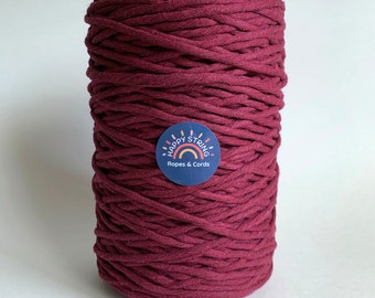 5mm-6mm Single Strand Macrame Cord / 100% Cotton String / Burgundy