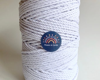 4mm 3 Strand Macrame Cord / 100% Cotton String / White