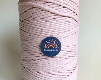 5mm-6mm Single Strand Macrame Cord / 100% Cotton String / Pink