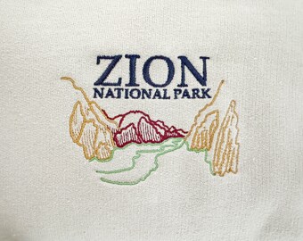 Zion Bordado Gola Redonda | Moletom Utah | Camisa de Caminhada | Moletom Retro