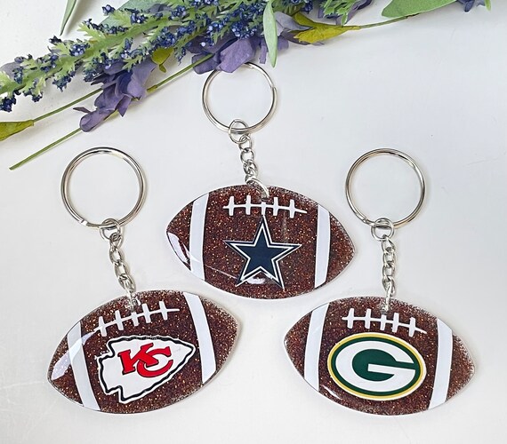 NFL Football Keychains/ NFL Team Logo Keychains/ Glitter Etsy
