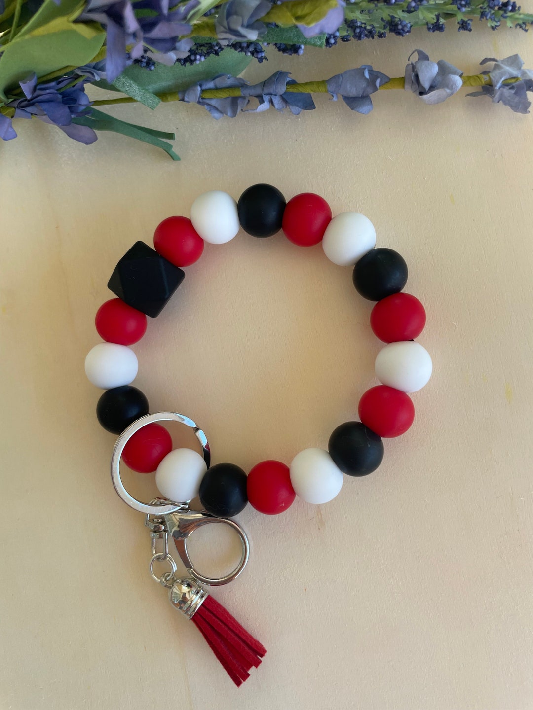 Silicone Beaded Wristlet Keychain Etsy