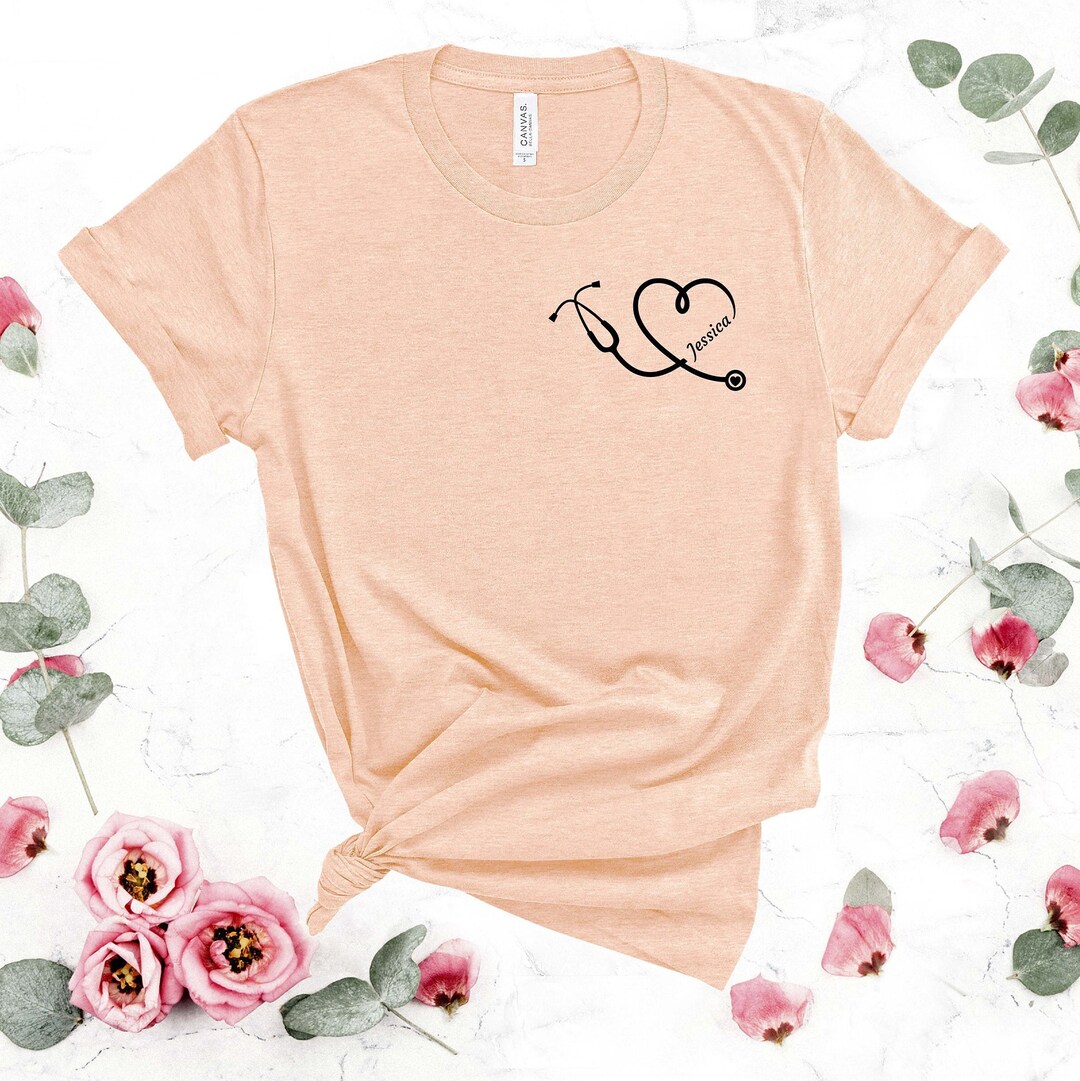 Custom Heart Stethoscope Shirt, Valentine's Day Gift, Hospital Nurse