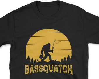 Humorous Bassquatch Sasquatch Fishing Apparel, T-Shirt, Hoodie, Sweatshirt for Casual Wear, Unique Gift for Fishermen