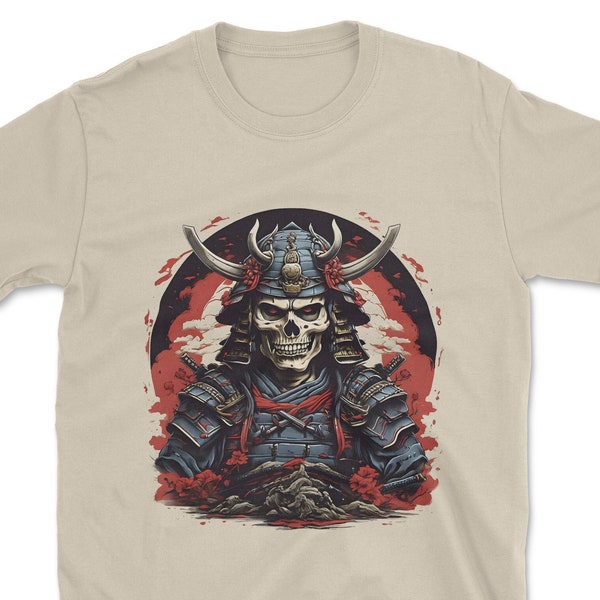 Samurai Skull T-Shirt - Intricate Japan-Inspired Design, Edgy Streetwear, Perfect Gift for Urban Fashion Enthusiasts