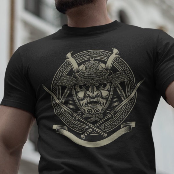 Samurai T Shirt,Japan Samurai Art,Japanese Shirt,Samurai Sword Shirt,Men's Cotton Crew Tee