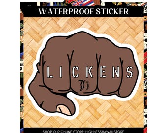 Dirty Lickens Hawaii Humor/ Hawaiian Spanks/ Spankings Funny /Fist/ Punch /Slaps Sticker
