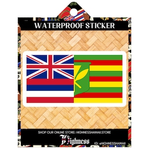 Duo Hawaiian and Kanaka Maoli Flag Split Hawaii State Flag Decal Sticker