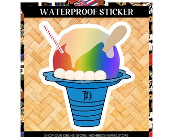 Hawaiian Shave Ice/ Matsumotos Shaved Ice/ North Shore Snow Cone/ Rainbow Snow Cap/ Ice Treat Dessert Sticker