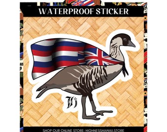 Native Hawaiian Nene Goose Bird With A Flag Cape Hawaiian Sovereignty Endangered Species State Bird Native Birds Hawaiian Culture Sticker