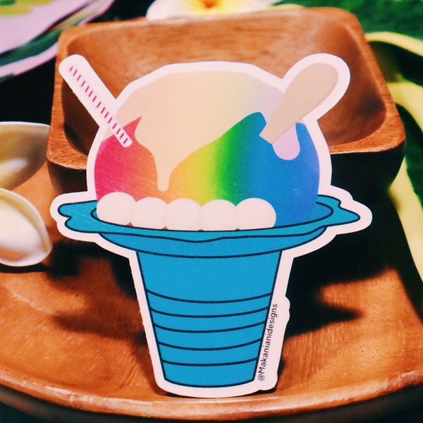 Hawaiian Shave Ice/ Matsumotos Shaved Ice/ North Shore Snow Cone/ Rainbow Snow Cap/ Ice Treat Dessert Sticker