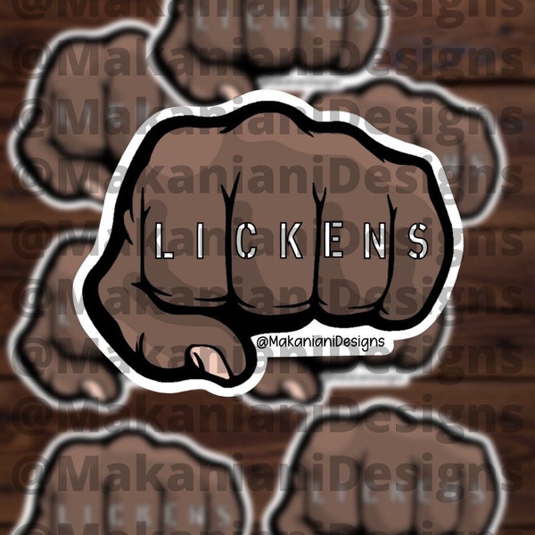 Dirty Lickens Hawaii Humor/ Hawaiian Spanks/ Spankings Funny /Fist/ Punch /Slaps Sticker