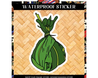 Laulau Shaka Sticker/ Kalo Taro Plant/ Local Hawaiian Food/ Polynesian Decal Sticker