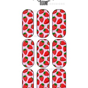 Strawberries| Strawberry Waterslide nail decal, strawberry nail decals, pink strawberry nail decals, Strawberry Fruit Waterslide nail decals