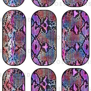 Multicolor Snake Skin | Snake Skin Water Slide Nail Decals, Snake Print Nail Decals, Multicolor Nail Decals, Snake Skin Nail Art