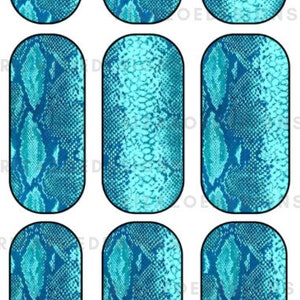 Aqua Snake Skin| Blue Snake Print Water Slide Nail Decals, Snake Waterslide Nail Decals, Blue Snake Skin Waterslide Nail Decals, Snake Nails
