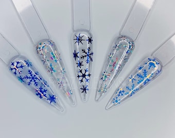 Snowflake Nail Decals, Holographic Snowflake Nail Art, Sparkle Nail Stickers, Diamond Nail Decals, Nail Art Stickers, Winter Nail Art