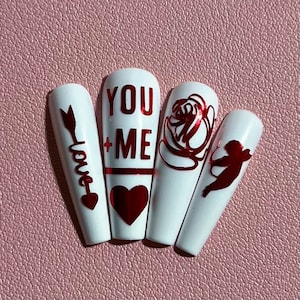 Valentine Nail Stickers| Cupid Nail stickers, Rose nail decals, Love arrow Nail Decals, Vday Nails, Lips nail stickers