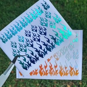 Flame nail decals | Flame nails | Nail decals | Nail stickers | Nail art | Vinyl nail decals | Vinyl nail stickers | Holographic decal