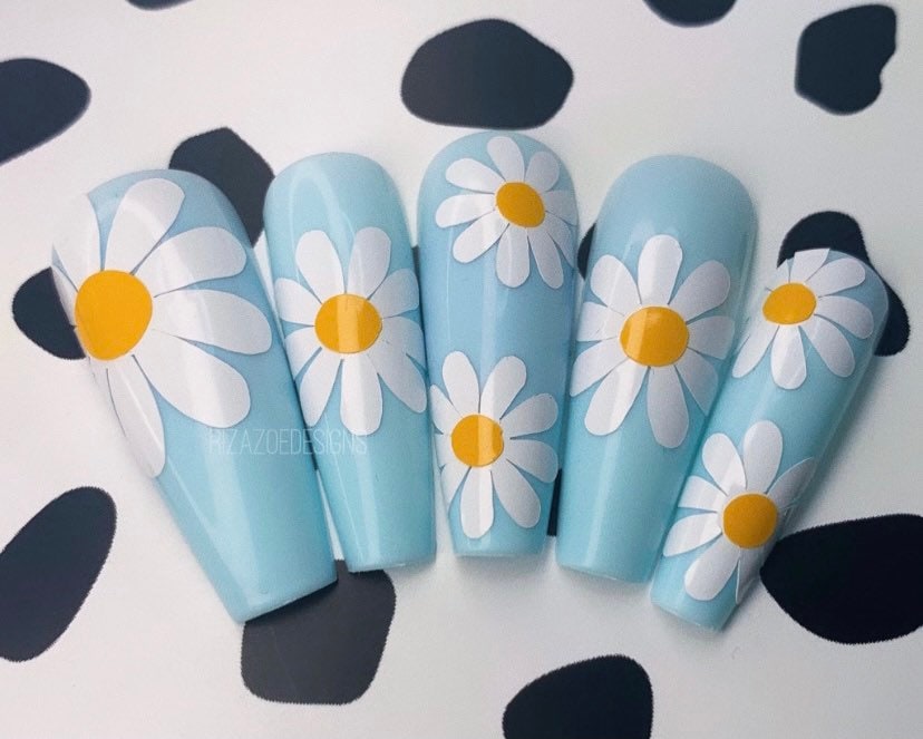 Daisy Daisy nail decals Daisy nail vinyl decals Daisy nail Etsy