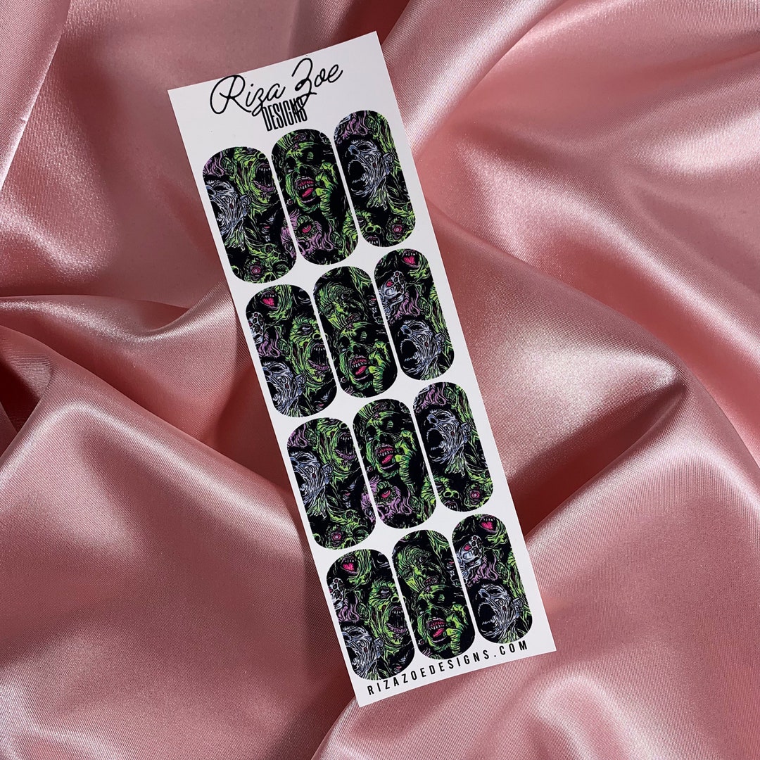 Ghoulish Zombie Waterslide Nail Decals Zombie Nail Art Etsy
