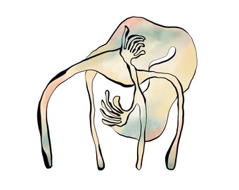 Impresión Giclée, Lámina artística abstracta de manos con flores, La naturaleza se recompone