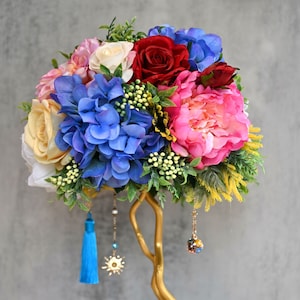 Faux flower arrangement centerpiece Topiary  Silk flower arrangement Topiary