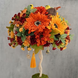 Faux flower arrangement centerpiece Topiary  Silk flower arrangement Topiary