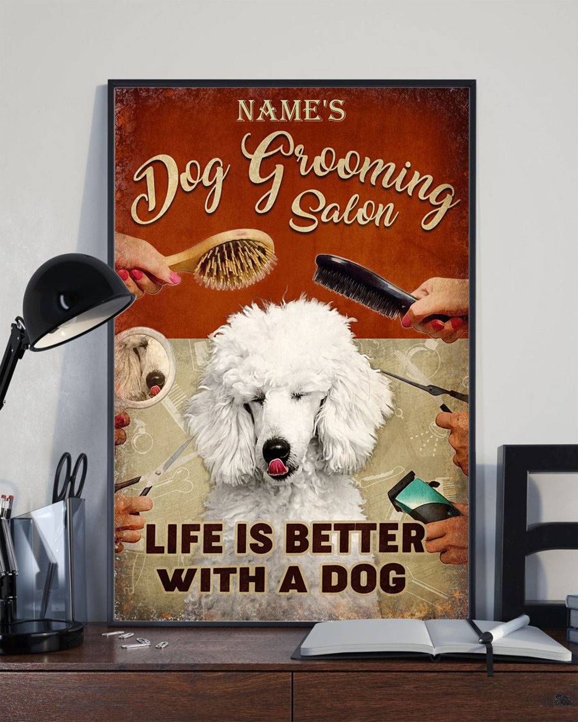 Custom Name Beauty Salon Dog Grooming Salon Poster Life Is Etsy
