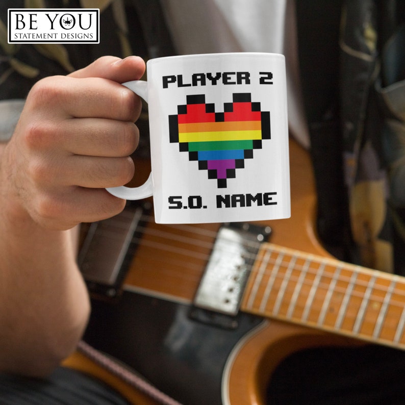 Custom Name Player One Player Two, Gay Gamer Couple Mug, Matching LGBT Video Game Gift image 7