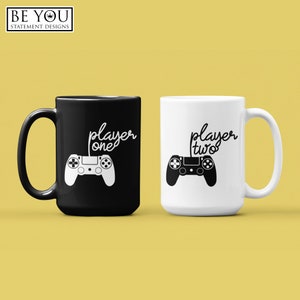 Player One Player Two Gamer Couple Mug, Cute Matching Valentine's Day Video Game Gift