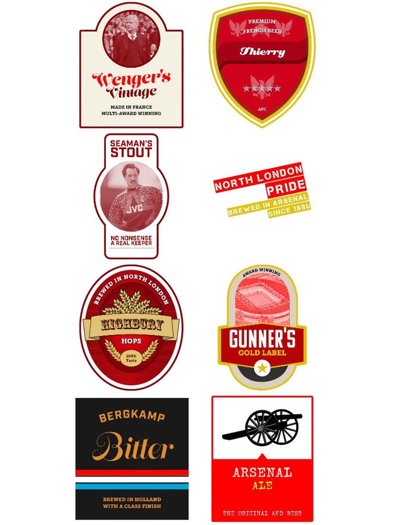 Arsenal Beer Bottle Labels Etsy