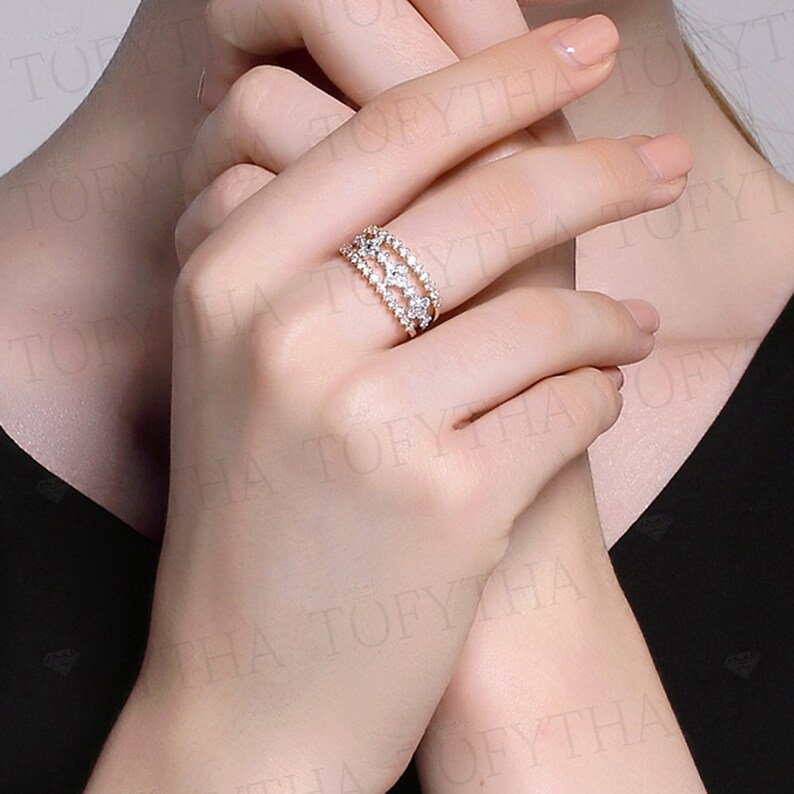 Personality Moissanite Solid 14K 18K Rose Yellow White Gold Three-color Three-in-One Ring,Wedding Engagement Ring for Women