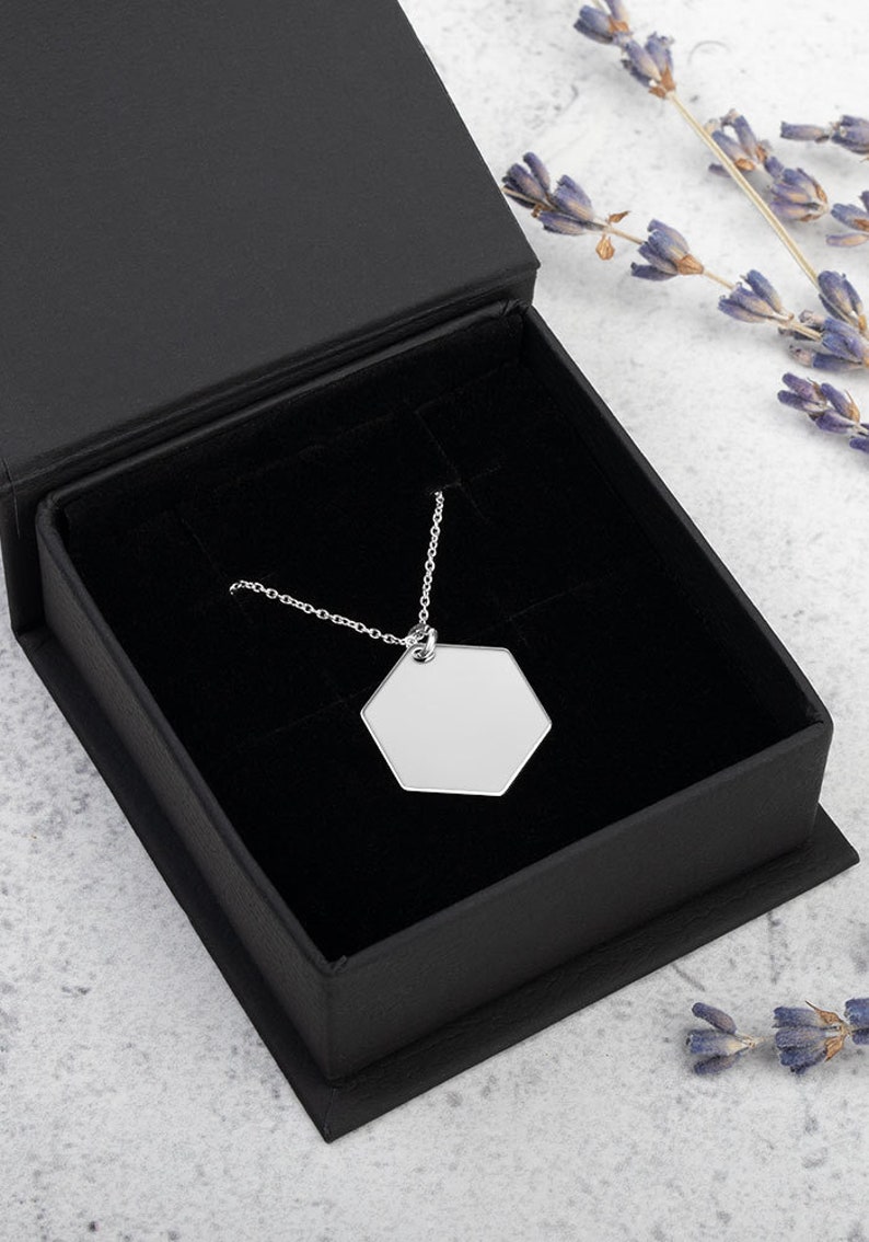 Numerology 888 Angel Number Synchronicity Engraved Silver Hexagon Necklace Rose Silver Gold