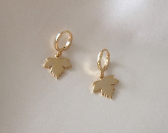 Creoles earrings Maple leavesgold plated