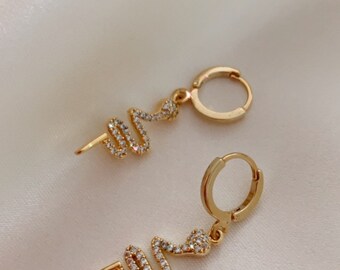Gold snake earrings, Gold Snake dangles, Snake Earrings, Best GIFT, Birthday gift