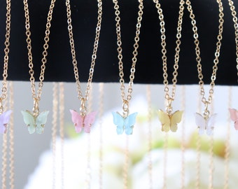 Gold Plated butterfly Necklace, Dainty 18k Gold Plated, Butterfly Pearl Necklace, Minimalist Layering Necklace,Dainty Butterfly Necklaces