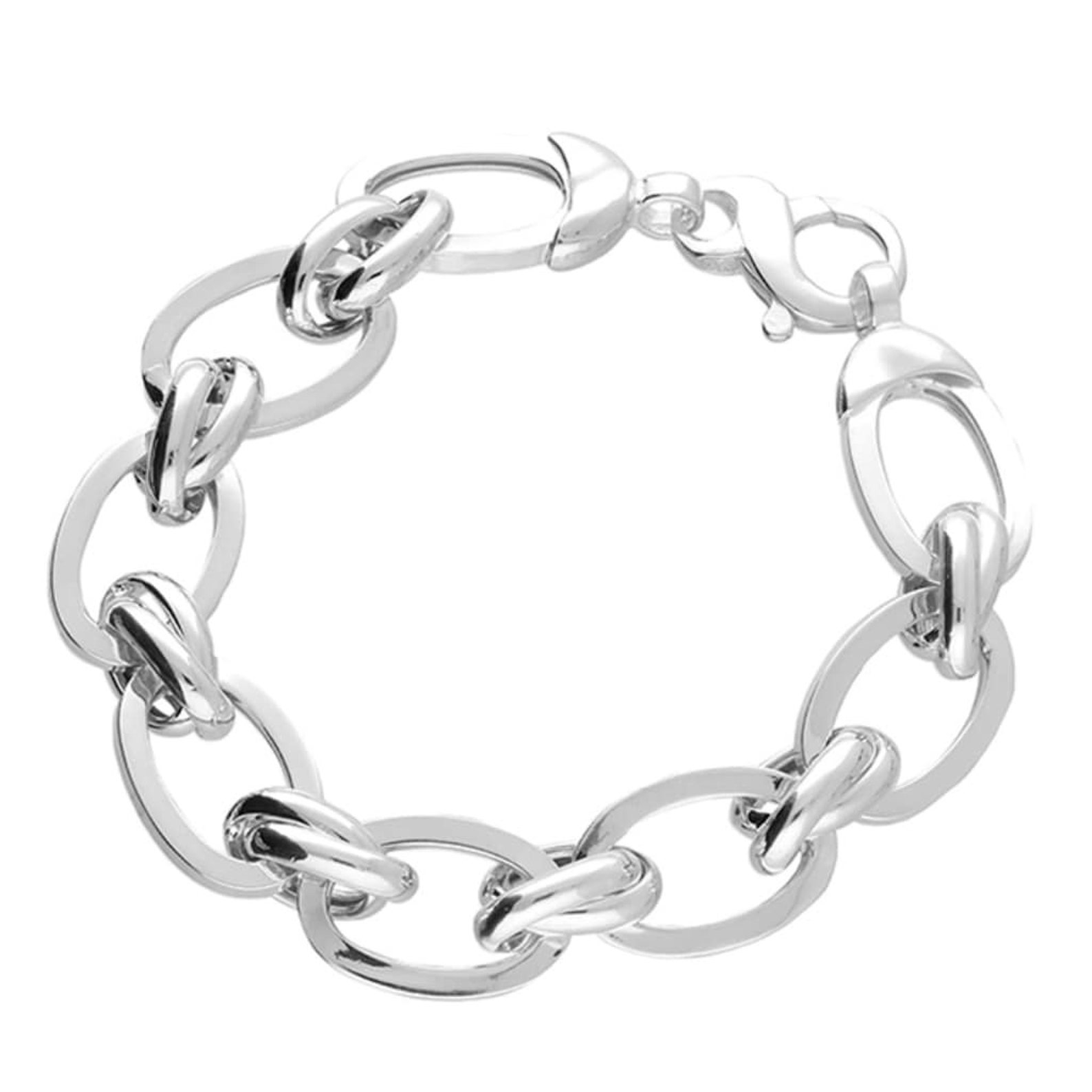 Silver Link Bracelet Chain Link Bracelet Chunky Bracelet Etsy