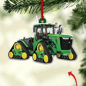 20-Inch Light Up Metal Christmas Antique Tractor With Tree Decor 