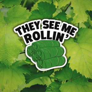 Funny Mediterranean They See Me Rollin Middle Eastern Food Matte Sticker for Laptop, Phone, Bike, Bottle, Car, etc. Eid Gift