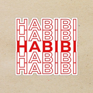 Retro Habibi Red Arabic Arab Matte Sticker for Car, Bike, Phone, Bottle, Notebook, Gift, Etc.